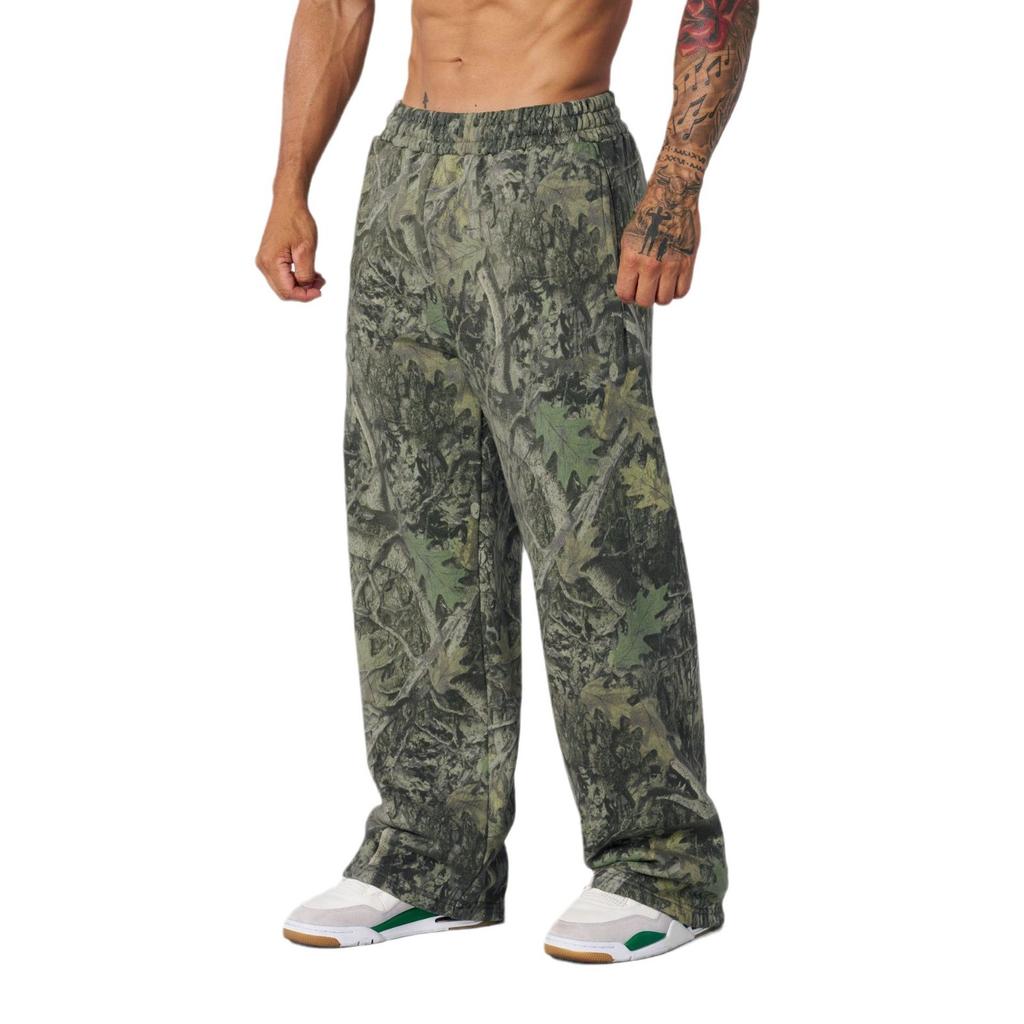 New Loose Sports Jogging Trousers for Men Digital Forest Pattern Street Trend American Casual Trousers