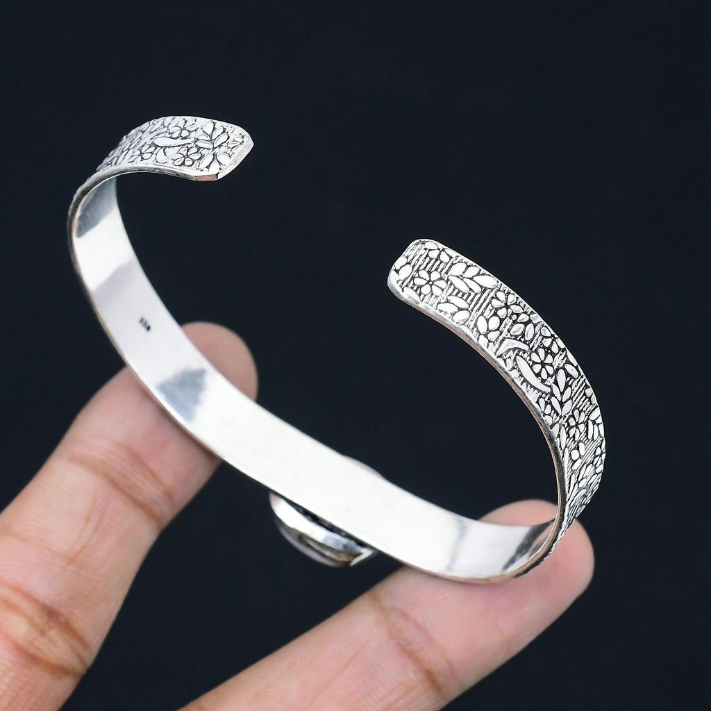 Womens day Deal 925 Sterling Silver Natural Pink Opal Elegant Bangle Bracelet