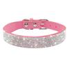 Didog Soft Suede Leather Puppy Dog Collar Adjustable Rhinestone Cat Pet Pink Collars Suit Small Medium Pets XS S M Chihuahua
