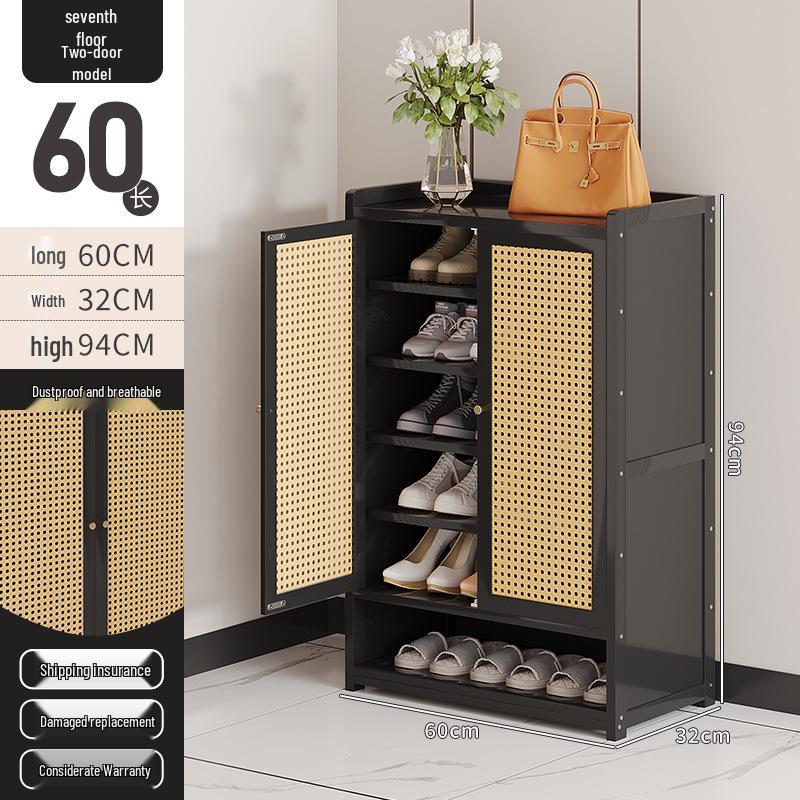 Japanese Rattan Dustproof Shoe Cabinet - Compact, Large-Capacity Entryway Storage Rack