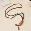 Ethnic Style Wood Necklace & Prayer Beads - Unisex Versatile Chicken Wing Wood Sweater Chain