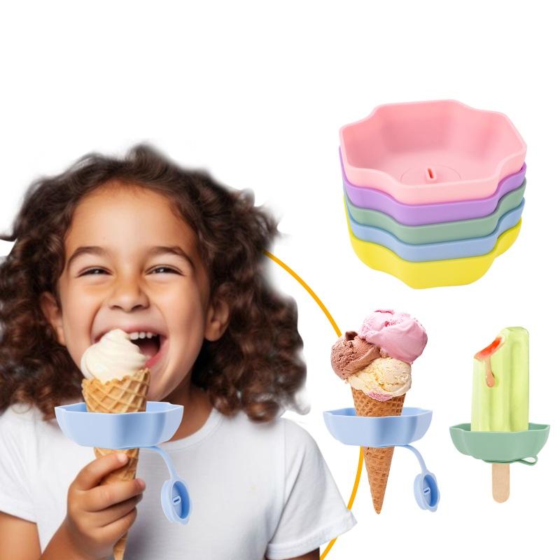 Silicone Drip Proof Popsicles Holder Antiflow Ice Cream Bracket Anti-drip Tray Portable PopsicleProtectors Kids Home Necessity