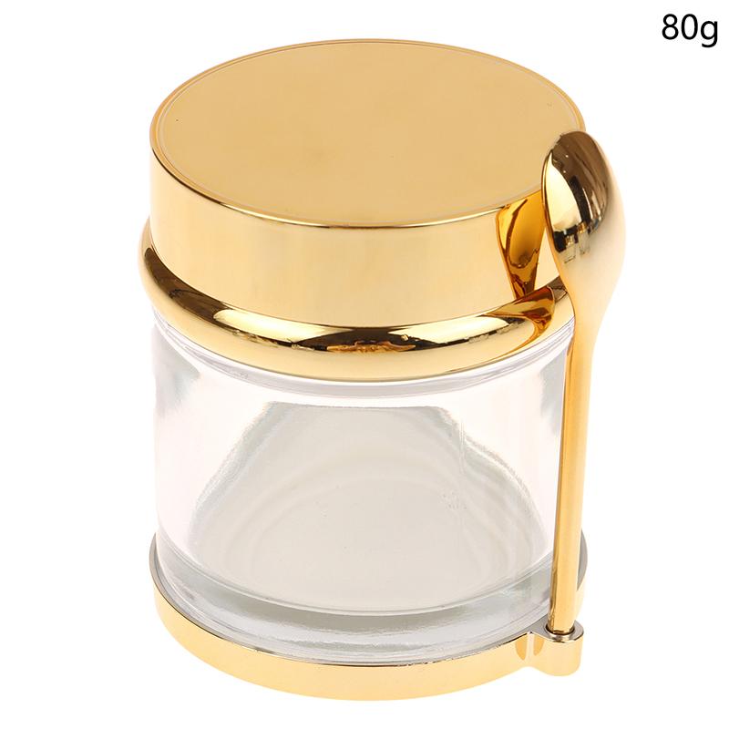 Electroplating Empty Cream Jar Refillable Lotion Bottle With Spoon 30/50/80/100g Travel Face Cream Cosmetic Cotton Pad Container
