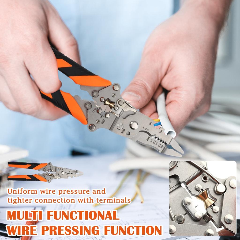 Folding Buckle 14 In 1 Universal Wire Stripping Pliers Multi-function Stripping Wire Splitting Wire Winding Wire Crimping Shears