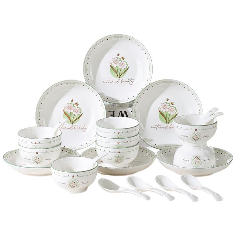 Tanghui 22-Piece Floral Language Ceramic Dinnerware Set