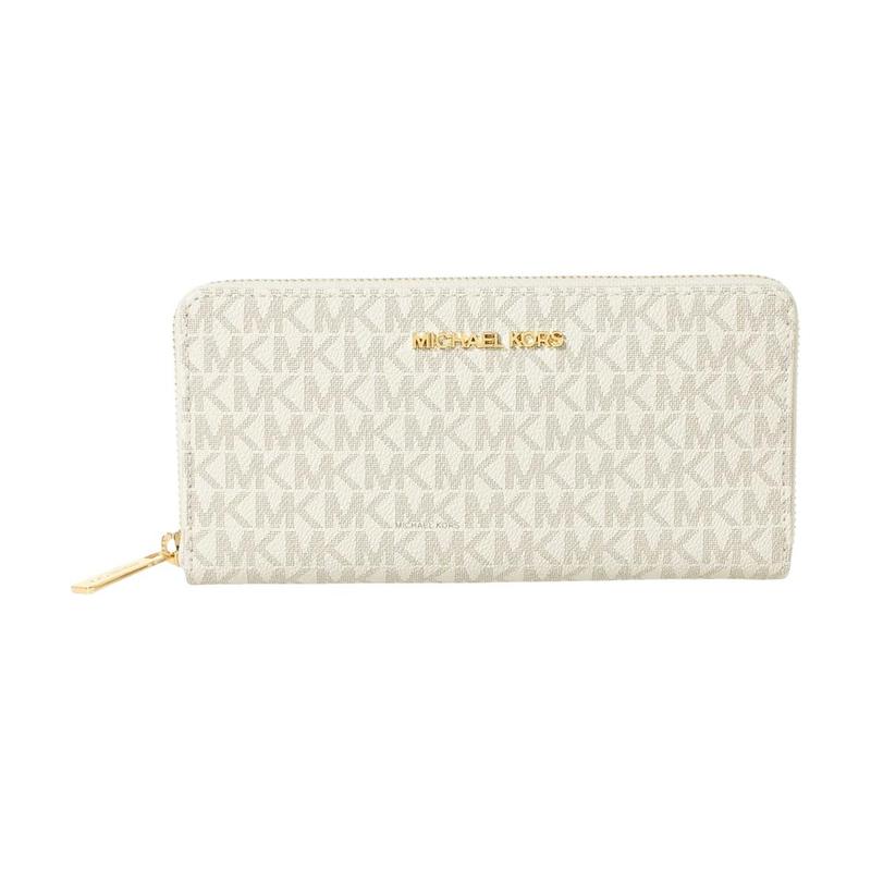 MICHAEL KORS Logo Coated Canvas Wallet Women s Vanilla коричневый