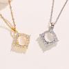 Korean Style Cat's Eye Heart Bow Pendant Necklace for Women