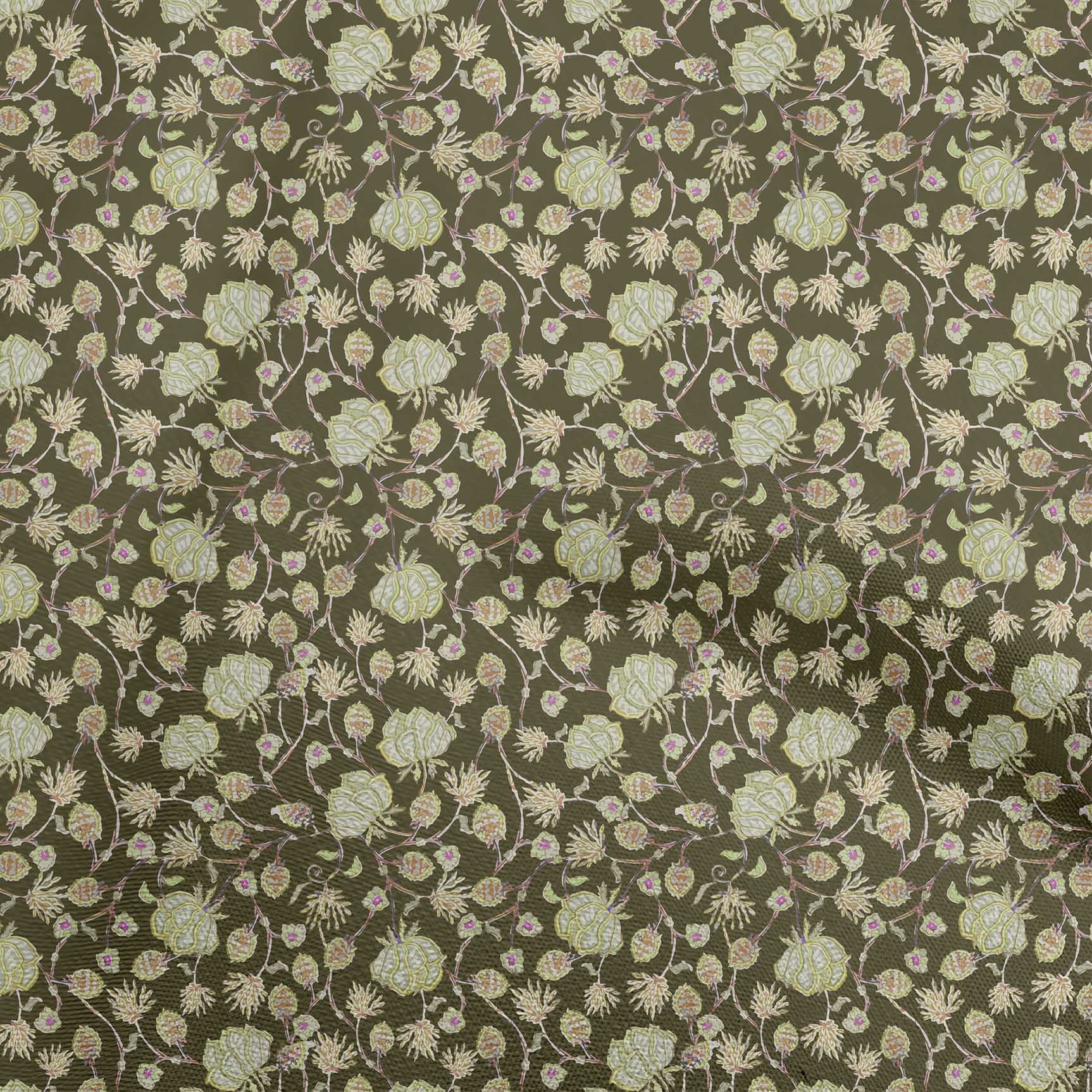 

OneOone Cotton Flex Темно-зелена тканина Kalamkari Швейний матеріал Тканина з принтом у дворі 40 дюймів 42 Inch Wide - Viscose Chiffon темно-оливковий колір