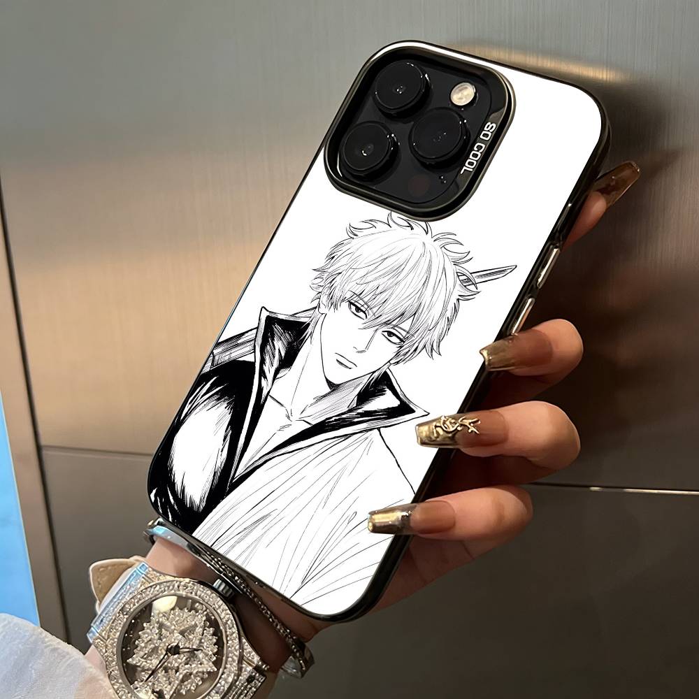 G-Gintama-Gintoki Sakata For iPhone 17 16 15 14 13 12 11 Pro Max XS 17 Air Silicone Colored Silver Bumper Cover
