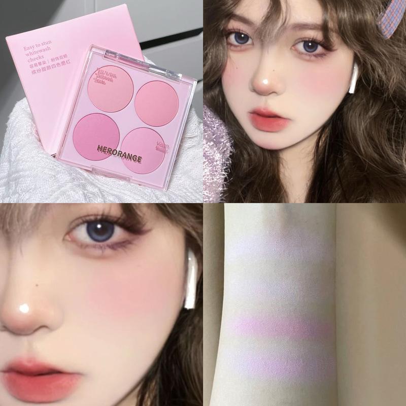 Four Color Matte Blush Palette Natural Brightening Contour Face Makeup For Women