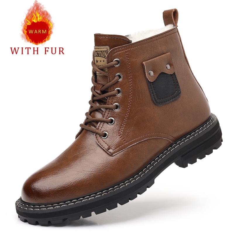 

Autumn and winter men s boots Classic retro style Daily Business Office Outdoor street motorcycle Warm leather shoes Hot selling 38