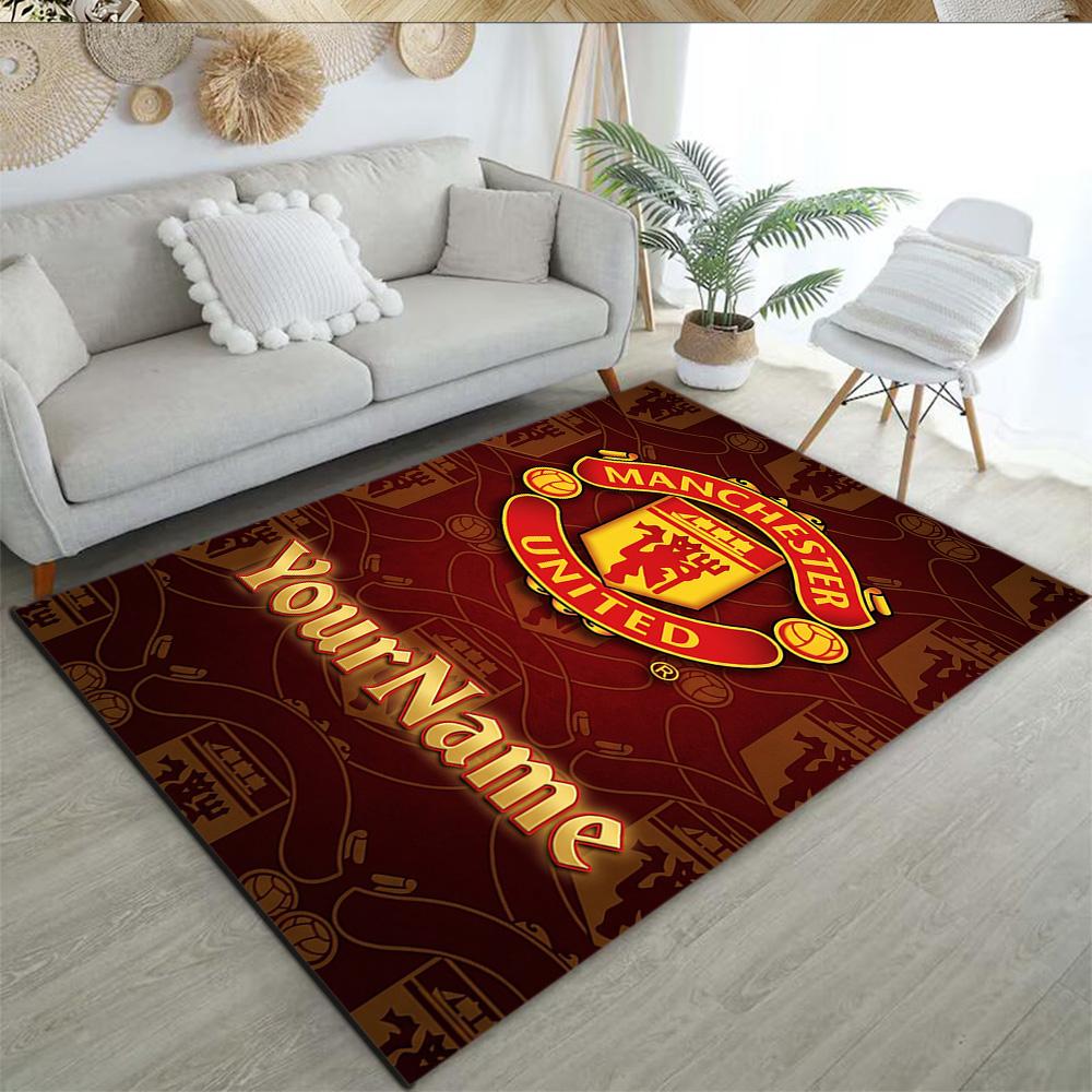 Manchester Personalized Name Floor Mat Design for Game Room Kitchen Outdoor Hallway Anti-slip Rug Office Home Decor Gift for Festivals