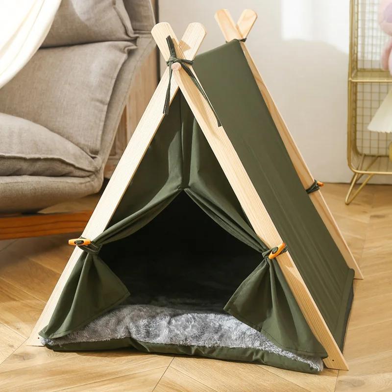 Summer Wooden Stick Tent Pet Nest Cool Cat and Dog House Mosquito and Insect Proof Dog Tent Nest