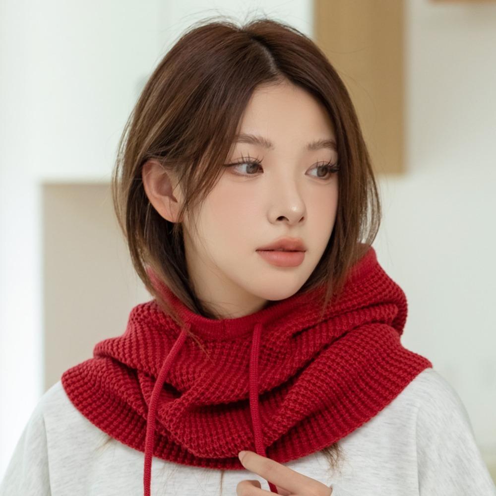 Warm Knitted Hooded Cap Ear Protection Scarf Hat Fashion Full-envelope Cap  Unisex