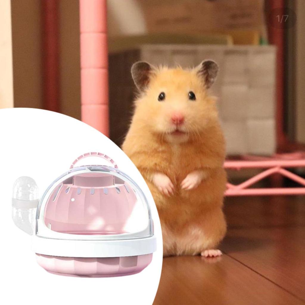 Hamster Carrier Cage with Water Bottle Habitat Hamster Travel Carrier Pet Outgoing Cage for Chinchilla Hedgehog Dwarf Hamster