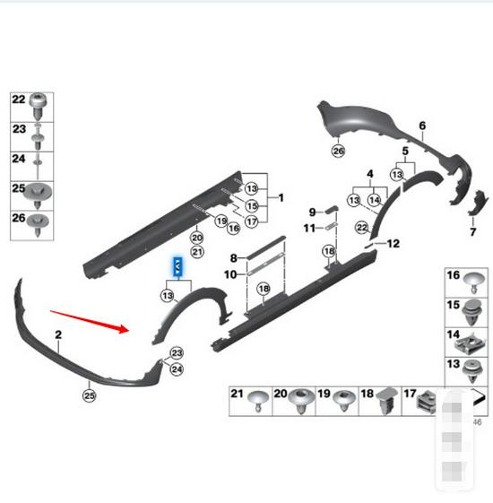 BMW MINI Clubman F54 Front & Rear Eyebrow 51777364483/51777364484