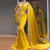 Vestido de noche con lentejuelas doradas para mujer, estilo europeo y americano, amarillo, falda larga, diseño 2025