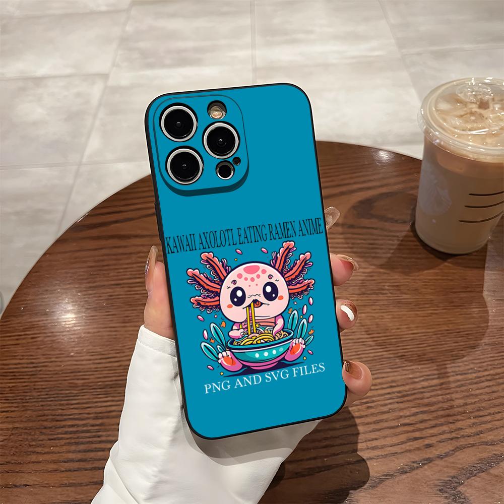 Axolotl And Ramen Phone Case For 17 Pro Max Iphone 14 Pro Max 12 16 15 13 Pro 11 Xr X Xs 8 7 Plus Back Cover