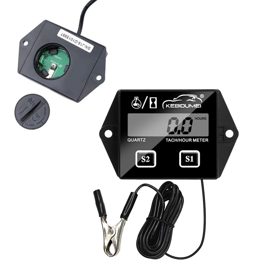 Kebidumei Digital Engine Tach Hour Meter Tachometer Gauge Engine RPM For Motorcycle Motor Stroke Engine Boat Car RPM