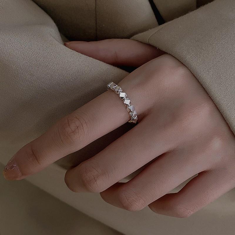 Minimalist Geometric Sterling Adjustable Ring Women Men Vintage Style Stackable Finger