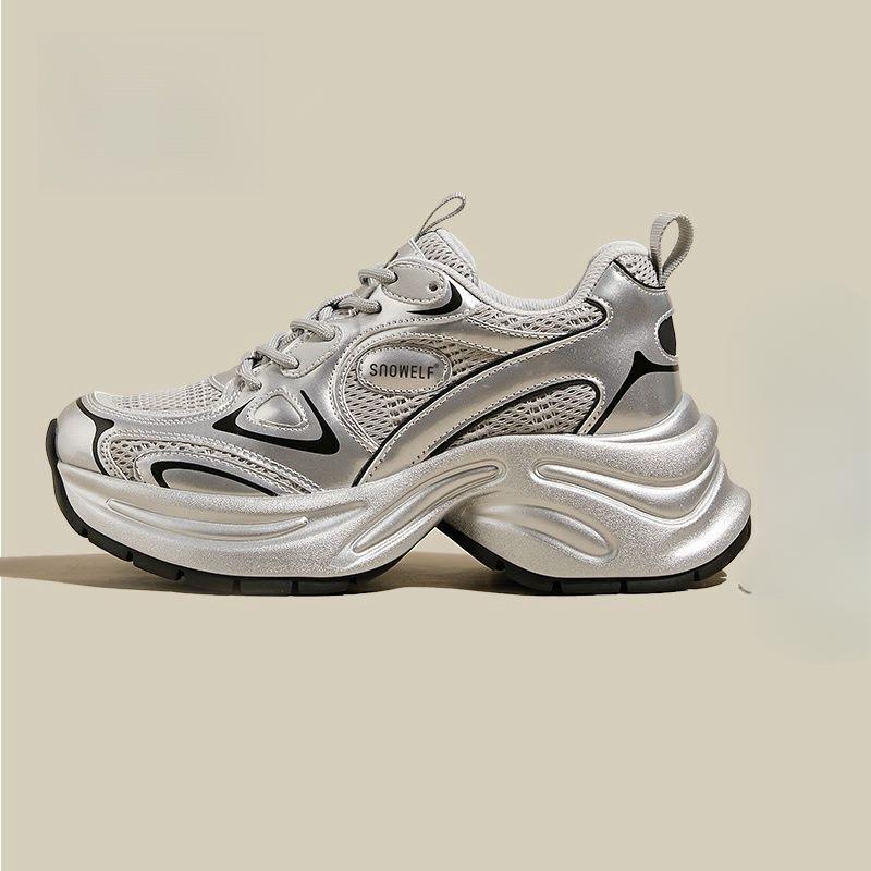 Nuove Scarpe da Papà Scarpe Casual da Donna con Suola Spessa e Rialzo Scarpe Sportive Traspiranti