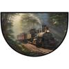 Half Round Door Mat, Steam Trains Non-Slip Half Circle Area Rug Railroad Forest Doormat Washable Durable Home Decor Half Moon Rug for Floor Indoor