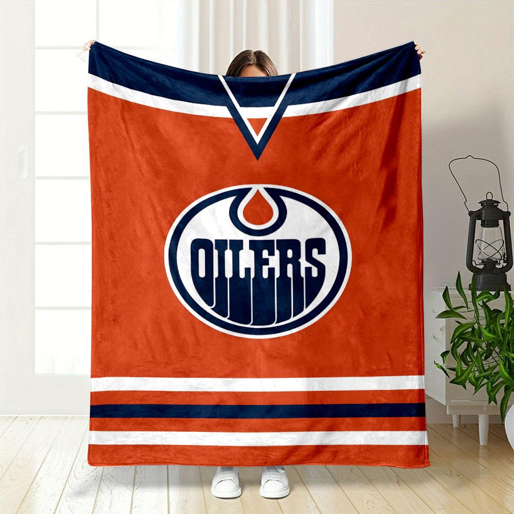 "Edmonton Oilers Logo Blanket Design" Patterned blanket, flannel, suitable for all seasons, home decor, warm and cozy