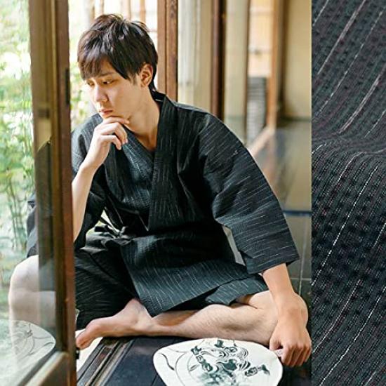Kyoto Kimonomachi Original Multicolored Striped Cotton and Size Day Plus Sizes [KIMONOMACHI] Men's Jinbei, Linen, Small, Father's Gift, Loungewear,
