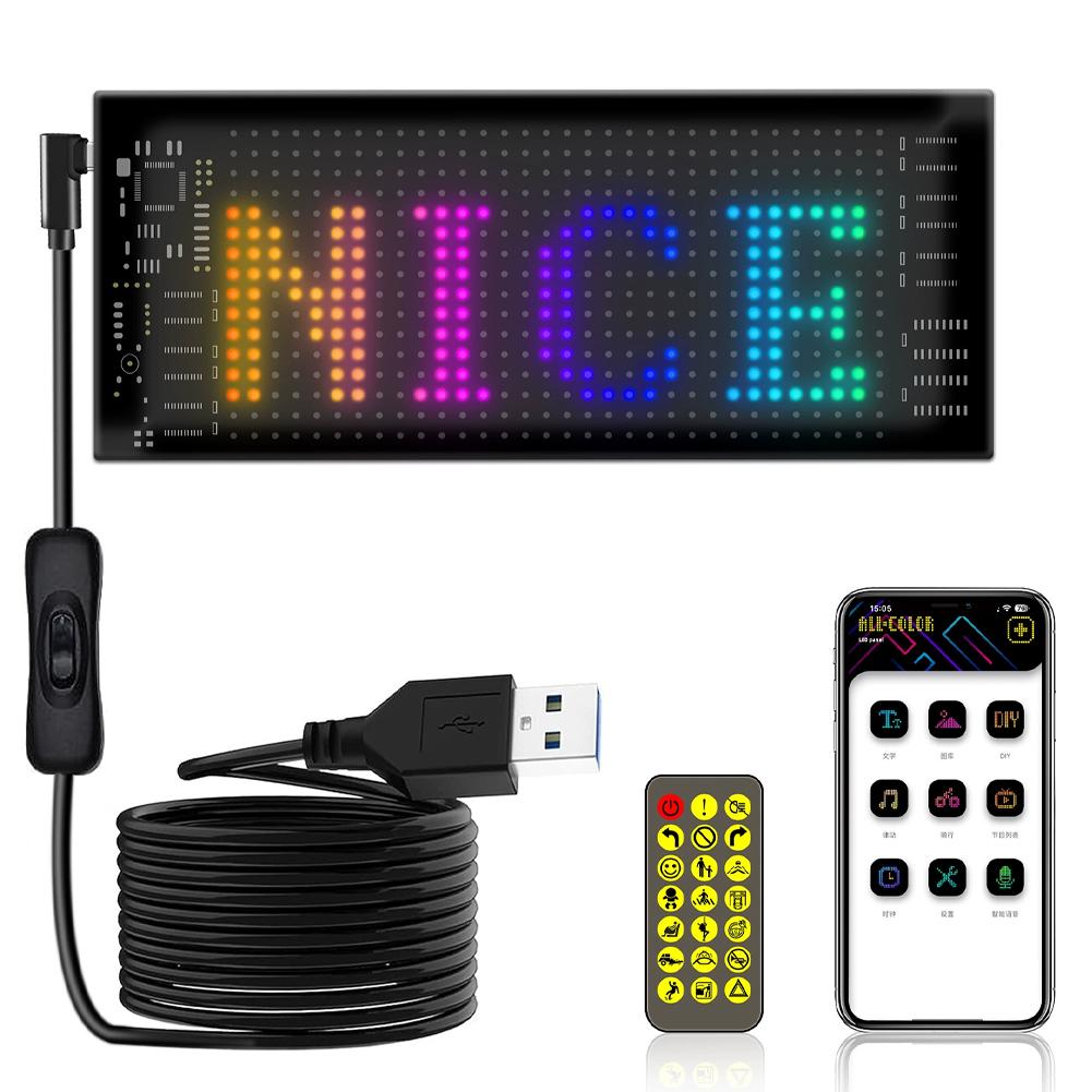 Car LED Pixel Panel Light APP Remote Control Soft Foldable Lighting Graffiti Scrolling Signboard Windshield Advertising Screen