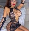 HOT lingerie women sexy Babydoll mujer Underwear Catsui diamante glisten Crystal notte Intimo sexy dress for sex langerie+glove