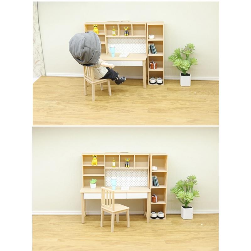 1 Set 2025 New 1/12 Dollhouse Miniature Study Room Furniture Kit Bookshelf Desk and Chair Toy for Children Gift