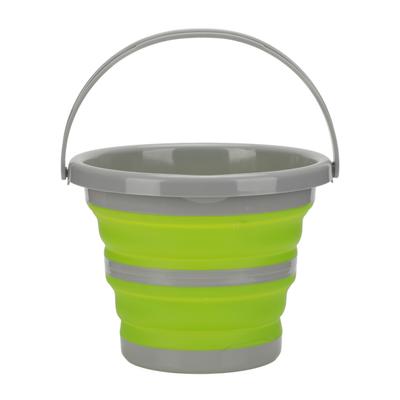 Secchio pieghevole Maniglia portatile Secchio pieghevole per auto in materiale plastico siliconico verde facile da appendere