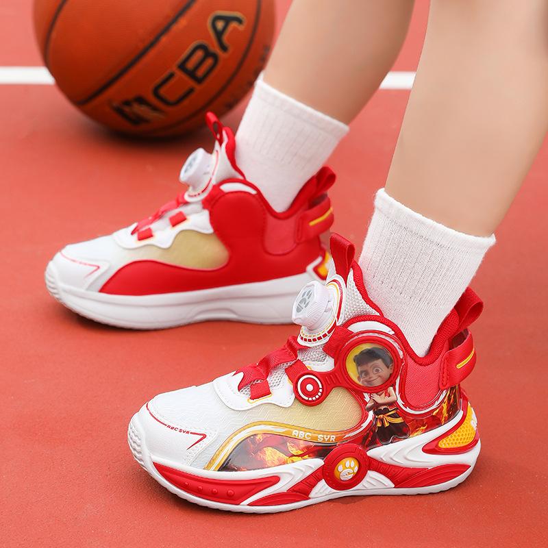 Nezha children's basketball shoes 2025 autumn new boys' shoes mesh breathable non-slip lightweight boys' sports shoes