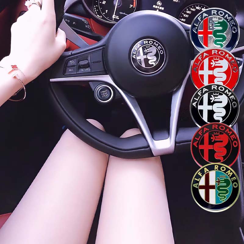 40MM Car Steering Wheel Badge Emblem Sticker Car Interior Stickers For Alfa Romeo Mito 147 Giulietta 159 156 Stelvio Sportiva GT