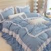 Princess Ruffle Duvet Cover Set Bed Skirt Pillowcase Four Seasons 4pc Beddin Quilt Cover Sheet Double Bed Queen King