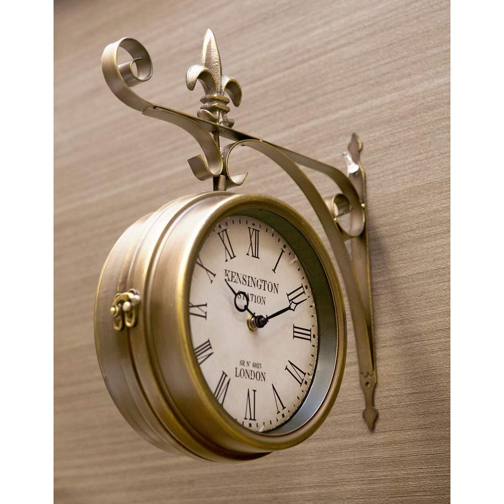 Kensington Station Clock Bronze (Wall-Mounted Double-Sided Clock) - (Large)