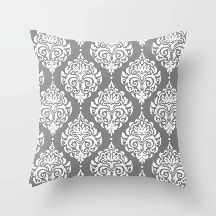 Modern Nodic Style Geometric Gray Pillowscase Polyester Grey Plaids Stripe  Cushion Covers Decorative Sofa Throw Pillows