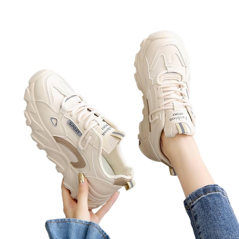 Dad shoes leather surface spring and summer new sports shoes student lightweight soft-soled running shoes