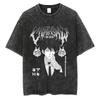 Nouveau T-shirt de haute qualité Chainsaw Man Anime pour hommes et femmes en coton avec impression lavée vintage Streetwear Rétro Hauts de Sport Fitness