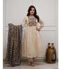 Beautiful Designer Cotton Off White Kurti Set Women Bollywood Party Wear Kurta Pant Dupatta Set