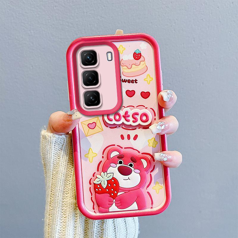 KEYSION Shockproof Case for Infinix Hot 50 4G 5G with Lanyard Soft Silicone Cute 3D Cartoon Doll Phone Cover for Infinix Hot 50 Pro 4G