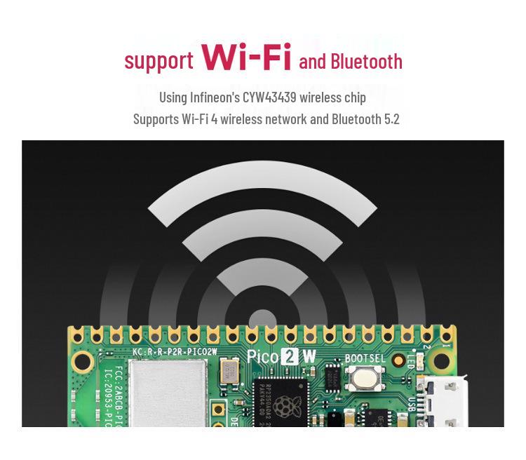 Raspberry Pi Pico W 2: Dual-Core RP2350, WiFi 4, Bluetooth 5.2 Development Board