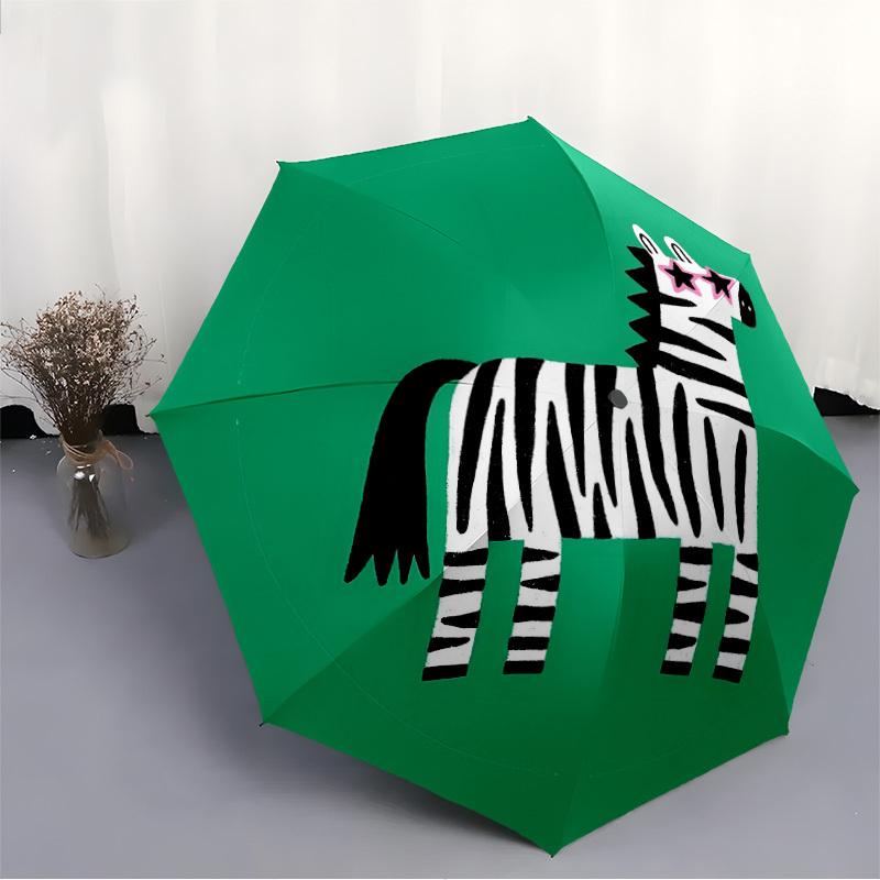 1PC Zebra Sunglasses Automatic Folding Umbrella Portable Collapsible 8-Rib Umbrella for All Seasons, Casual Outdoor Accessory, A45