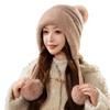 Fashion plush thread ear protection warm hat women's winter cold-proof ski cotton hat outdoor cycling knitted hairball hat