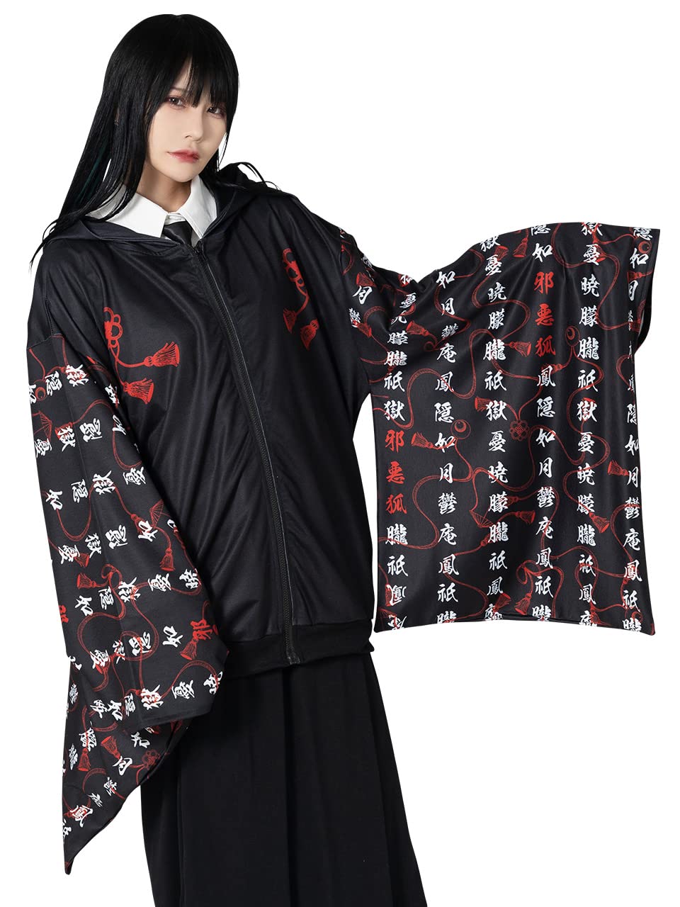 

Дзюбаку Кимоно Толстовка на молнии с длинным рукавом ACDC RAG Стиль Харадзюку Мода Болезненно Милый Большой размер [ACDC Rag] Женская Мужская чёрный