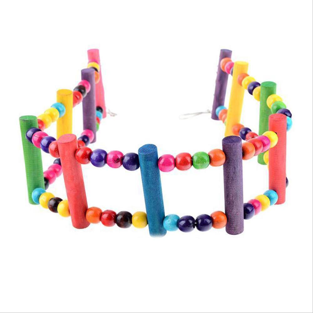 Bird Swing Wooden  Ladder Climb Cockatiel Parakeet Budgie Parrot Toys 