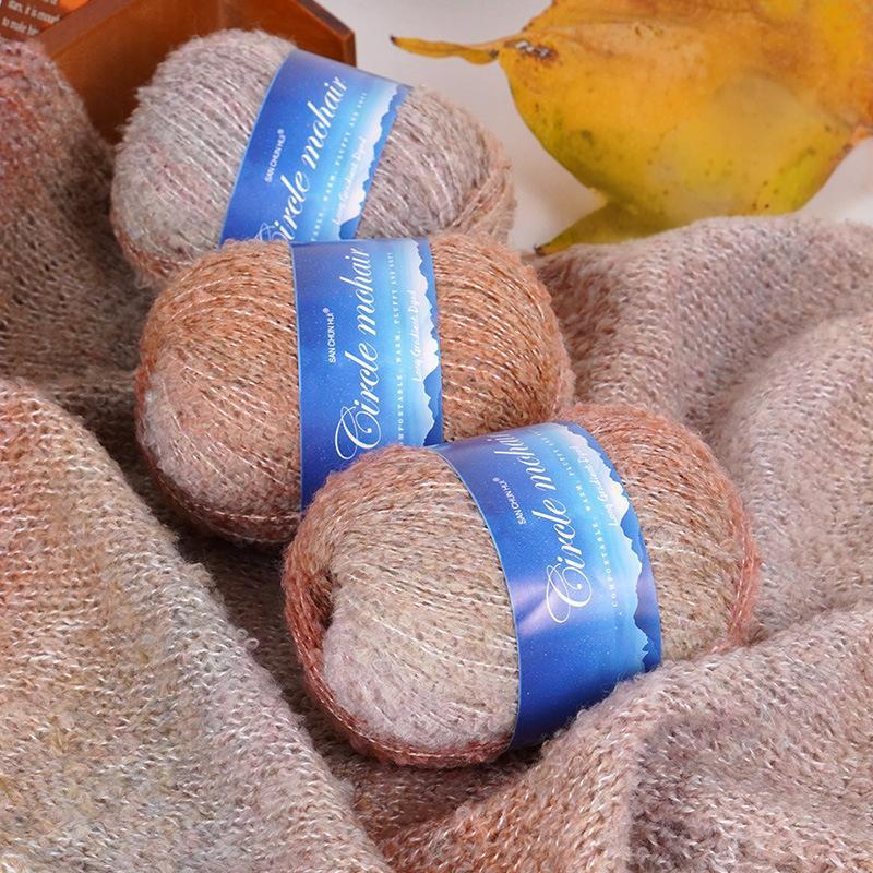 50G Section Lightweight Long Luxury Yarn Gradient Dyed Warm Mohair Soft Loop Fluffy