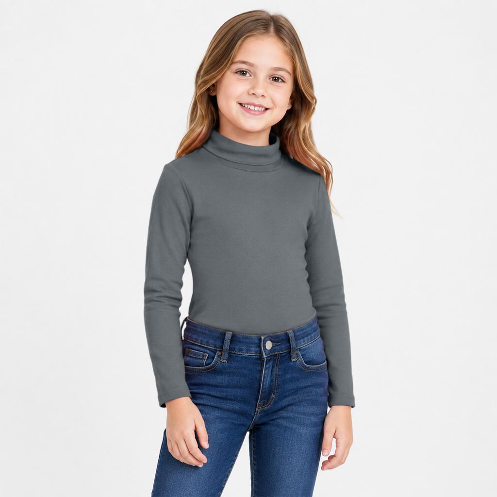 Unisex Kids Turtleneck Long Sleeve T-Shirt Color Winter Base Layer Top for Boys and Girls