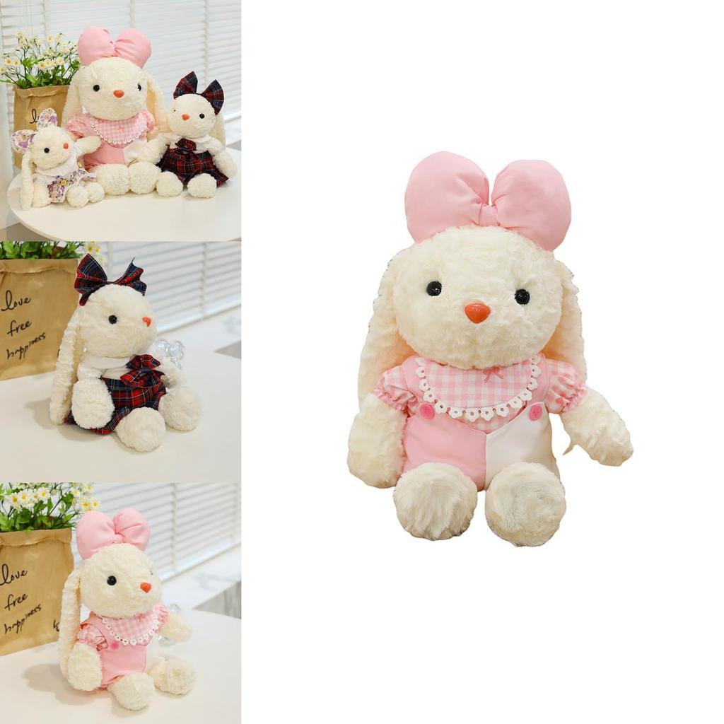 Plush Rabbit Toy With Dress And Bow Decoration For Kids Girls And Baby Girls Gifts