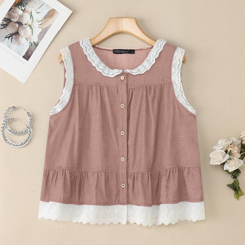 

ZANZEA Women Casual Round Neck Loose Sleeveless Summer Tank Tops 4XL